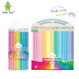 สีไม้พาสเทล 12 สี และ 24 สี ตรา Little tree หรือ Maped มาเพ็ด pastel colour pencils สีสวย ระบายง่าย