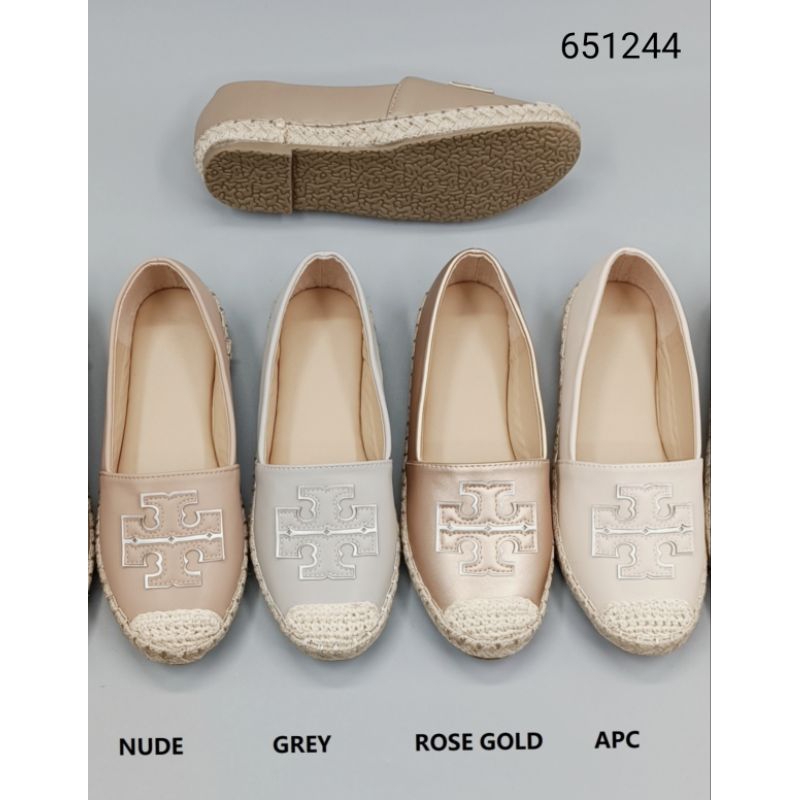D651244 รองเท้าลำลอง สลิปออน หนังพียูนิ่ม เย็บรอบด้วยเชือกปอ พื้นยางอย่างดีไม่ลื่น ใส่ทำงาน ใส่เที่ยว แนะนำ+1 ไซด์