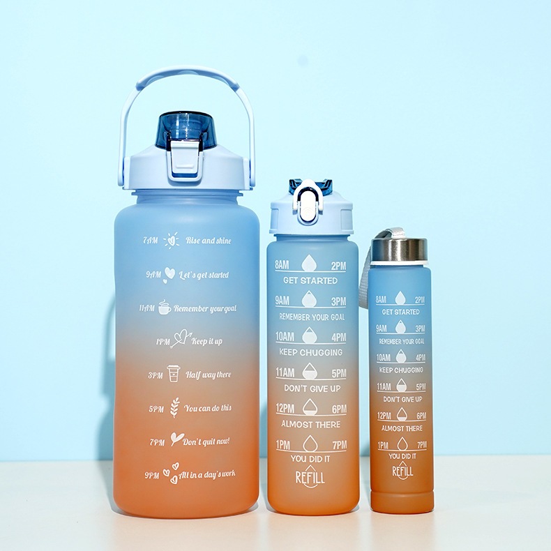 กระบอกน้ํา 2 ลิตร กระบอกน้ำสุดฮิต ขวดน้ำ 2 ลิตร (2000ml+900ml+300ml) สีพาสเทลสวยมากก พร้อมหลอด มีมาตรบอกระดับน้ำ สไตล์สป