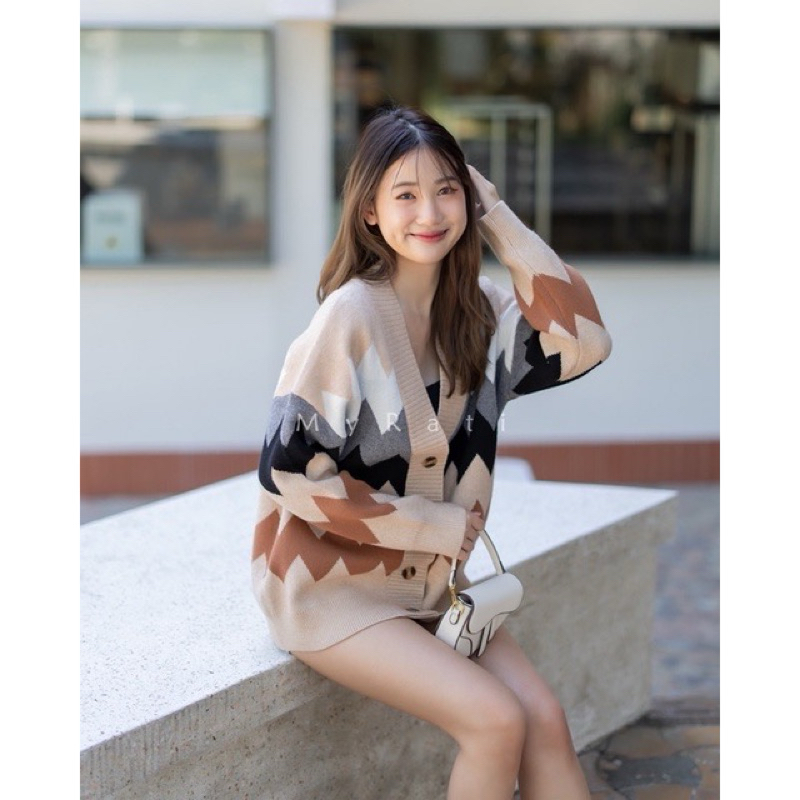 [Used once] เสื้อคาดิแกน caramel cardigan แบรนด์ myrati