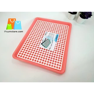 ถาดควำแก้วพลาสติก+ตะแกรง ขนาดด้านนอก 38x29x3cm. (กว้างxยาวxสูง) (S0017)