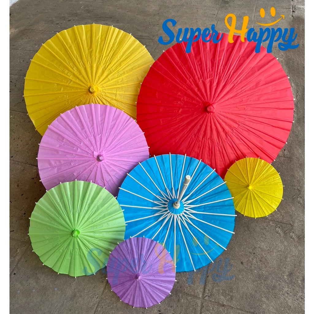 ร่มไม้กระดาษรุ่นสีสันสดใส ร่มกระดาษจีนDIY  20CM,30CM,40,60CM Paper umbrella