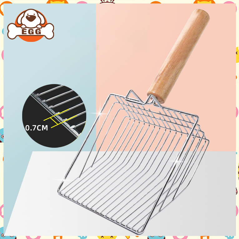 【พร้อมส่ง】EGG ช้อนตักทรายแมว ด้ามจับไม้ ขนาดใหญ่ ขนาด29*14.5Cm แบบเหล็ก ที่ตักทรายแมว ที่เก็บอึแมว ด้ามจับไม้ COD