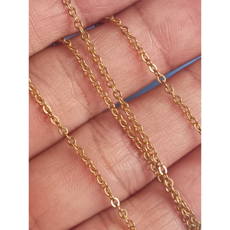 สร้อยคอสีทอง 2มิล ยาว16" ปั๊ม 18 kgf