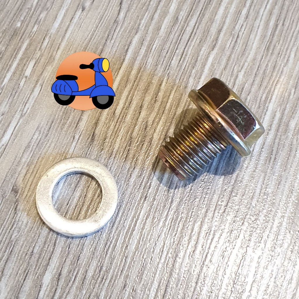โบลท์ สกรู น๊อตถ่ายน้ำมันเครื่อง พร้อมแหวน DRAIN PLUG BOLT WITH WASHER สำหรับ สโคมาดิ Scomadi TL125,