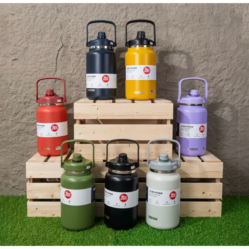พร้อมส่งDODGE แท้กระติกนำ้จัมโบขนาดใหญ่4.6l=4600mlเก็บความเย็นและความร้อนเป็นสแตนเลส304มีหลอดพร้อมหู
