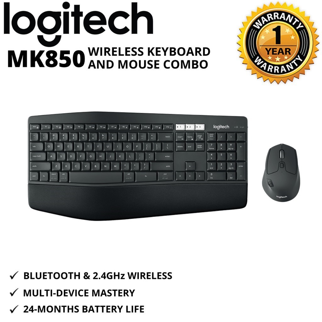 คีย์บอร์ดและเมาส์ไร้สาย Logitech MK850 Performance Wireless Keyboard and Mouse Combo (คีย์อังกฤษ)