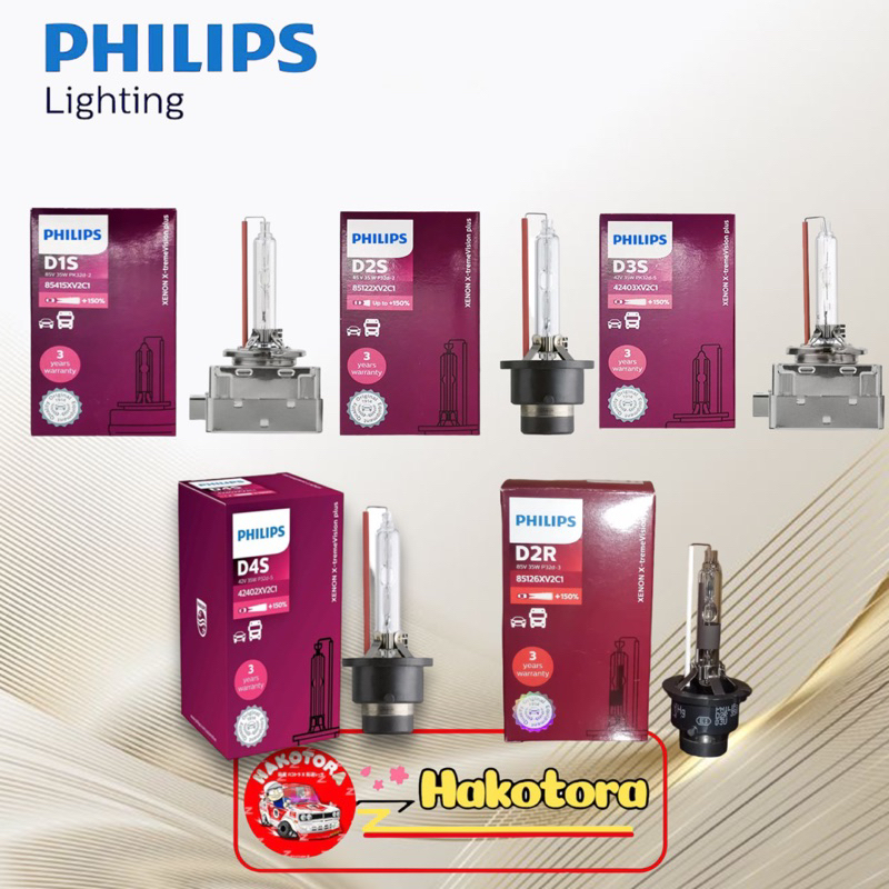หลอดไฟหน้า HID PHILIPS Xenon ค่าแสง 4800K ความสว่าง +150% 35W ขั้ว D1S D2S D3S D4S D2R ประกัน 3ปี