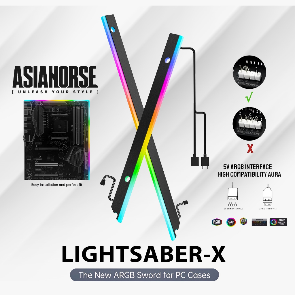 《Lightsaber-X》 ชุดแท่งไฟ แต่งเมนเบอร์ด |  ARGB Light Strip for ATX / M-ATX Motherboard