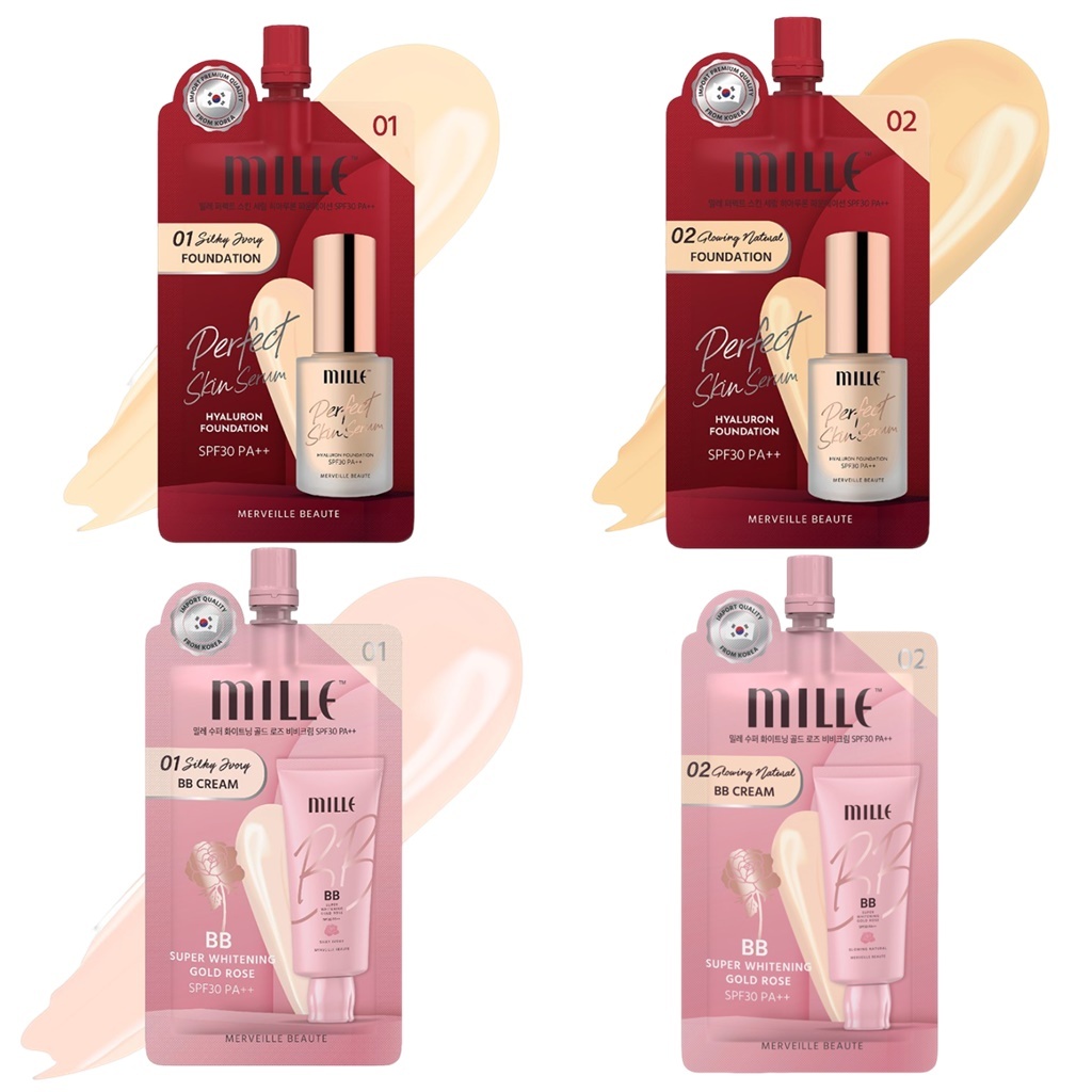 MILLE PERFECT SKIN / MILLE BB CREAM SPF30PA++ 6g.มิลเล่ เพอร์เฟค สกิน รองพื้นสูตรแมทท์รุ่นใหม่ / มิลเล่ บีบี ครีม