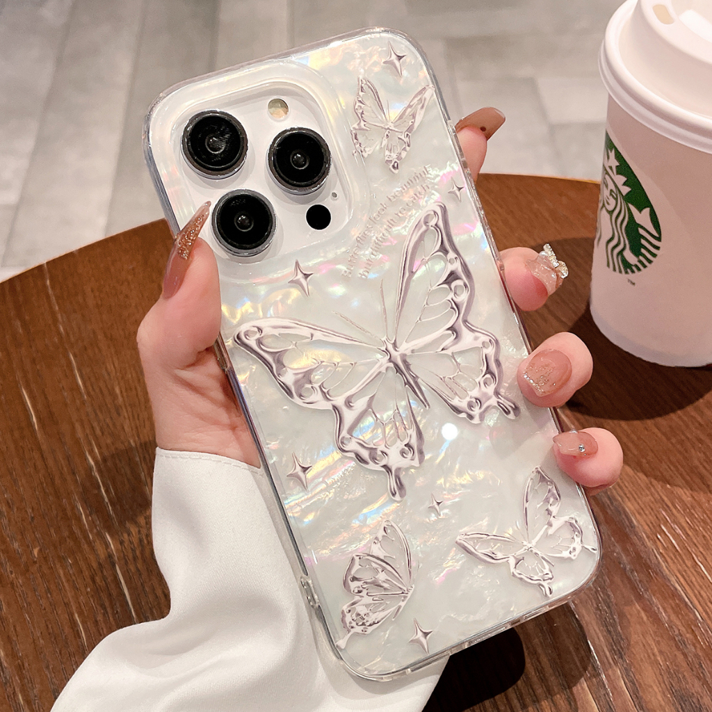 จัดส่งทันที เคสไอโฟน11/12/13/14 Pro max เคสเนื้อเปลือกหอย butterfly Cute Case For iPhone 11,12,13,12PM,13PM,14PM
