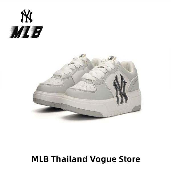 【ของแท้ 100%】MLB Chunky Liner Vintage board shoes gray