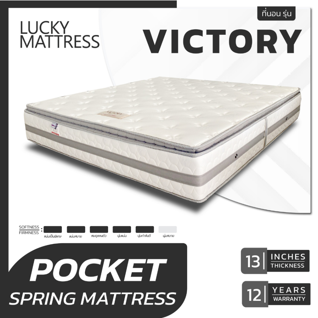 Lucky mattress ที่นอนปีนัง ที่นอน Pocket Spring รุ่น Victory  3.5/5/6ฟุต หนา13นิ้ว **ส่งฟรีเฉพาะ กทม.ปริมณฑล เท่านั้น**