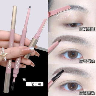 5902 (ใหม่/ของแท้) NOVO eyebrow pencil ดินสอเขียนคิ้ว 3IN1 พร้อมมีดโกนกันคิ้ว กันน้ำ