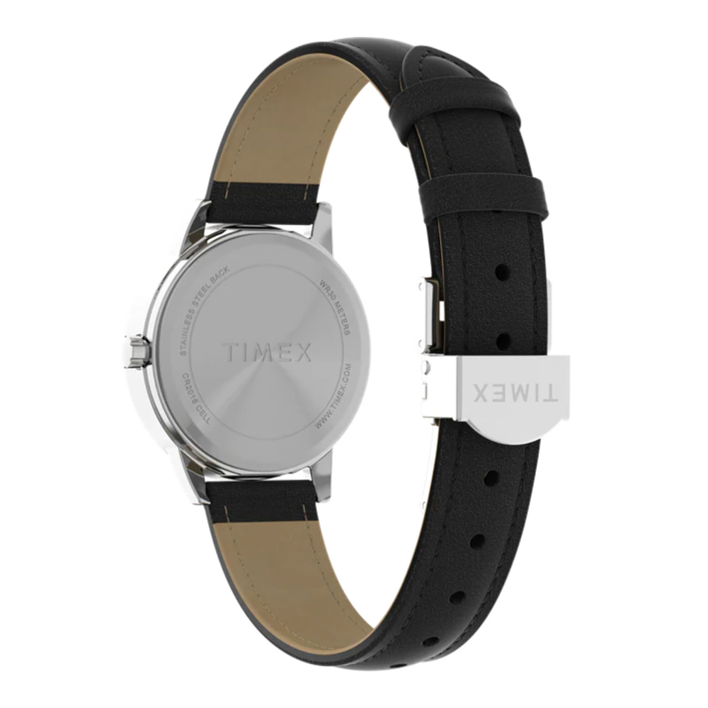TIMEX TW2V69100 M EASY READER นาฬิกาข้อมือผู้หญิง สายหนัง สีดำ หน้าปัด 30 มม.
