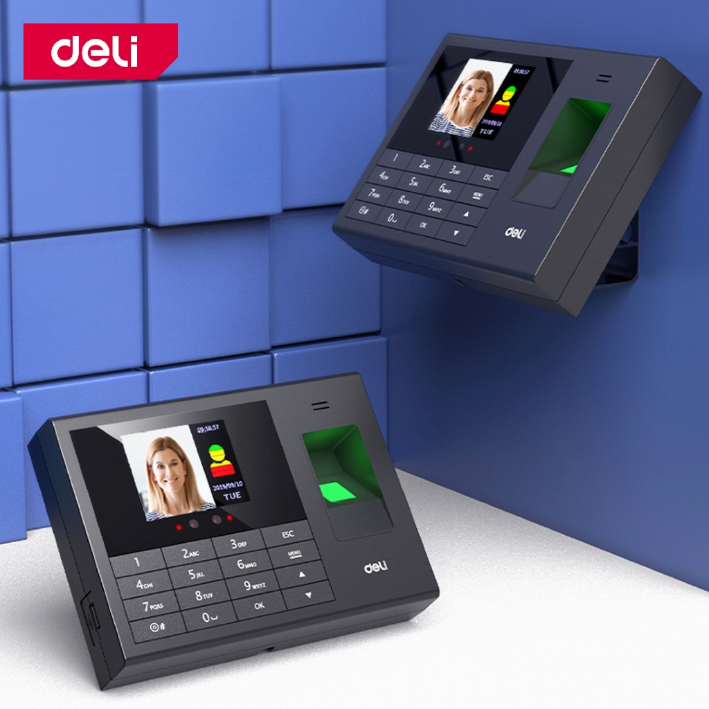 Deli เครื่องสแกนใบหน้า เครื่องสแกนใบหน้าลายนิ้วมือ ลงเวลางาน รายงานข้อมูลผ่านExel Attendance Machine