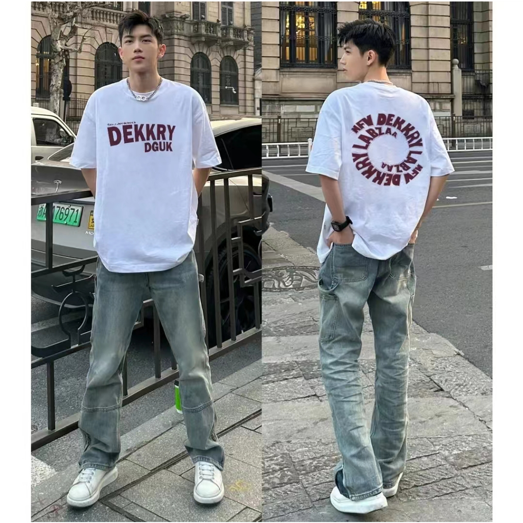 TeeTwoOneสไตล์อเมริกันวินเทจ เสื้อยืดOversize ผ้าCOTTON100%ลาย"DEKKRY" เนื้อผ้าเกรดพรีเมียม เรียบง่ายและมีสไตล์ unisex