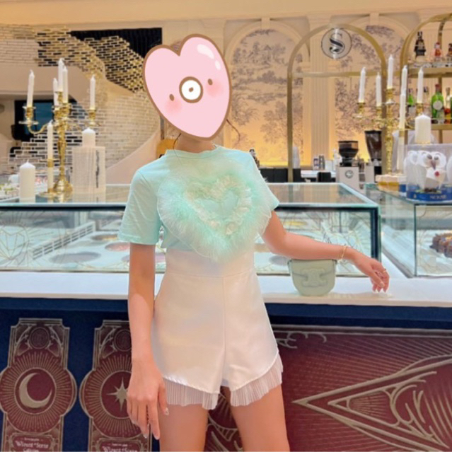 งานเซ็ตเสื้อปักหัวใจ+กางเกงแต่งระบาย มือ2ไม่มีตำหนินะคร้าาา📌ป้ายValleyGirl❤️