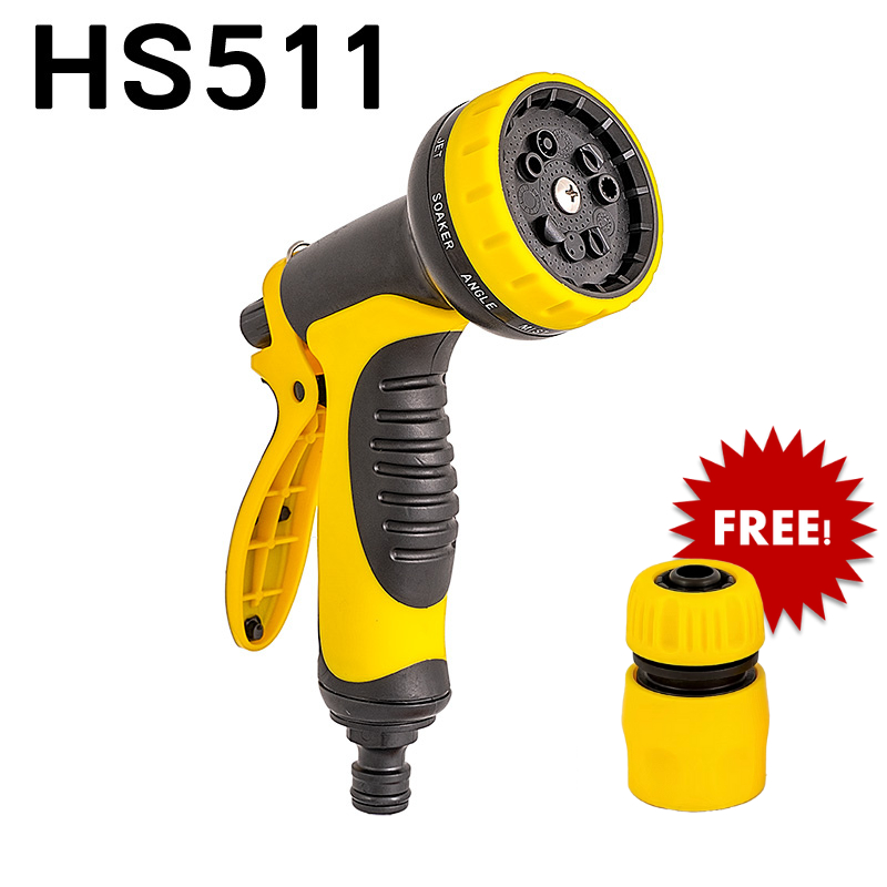 HS511 หัวฉีดน้ำสวมเร็ว ปืนฉีดน้ำ ที่ฉีดน้ำ หัวต่อแบบสวมเร็ว ปรับได้ 10 รูปแบบ สำหรับรดน้ำต้นไม้ สนามหญ้า ล้างรถ พร้อมส่ง