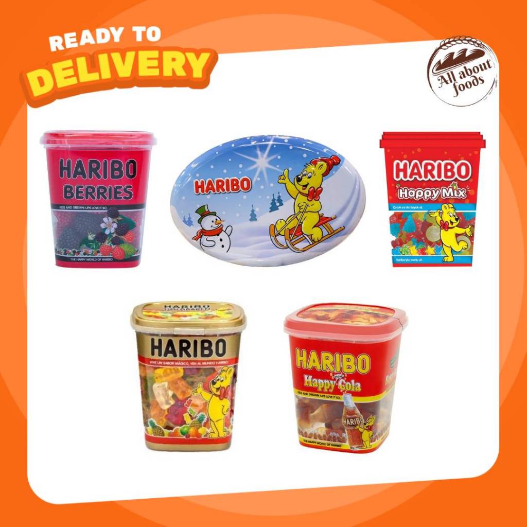 Haribo Goldbears , Happy Cola , Berries, Happy Mix ขนาด 175 กรัม  Merry Christmas Box 980กรัม