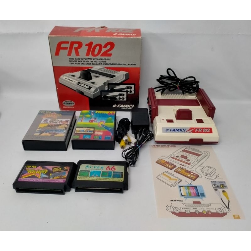 Family Computer FR102แท้ สีขาวแดงลายสายฟ้า ชุดพร้อมเล่น มาพร้อมตลับระดับตำนาน 66+ท๊อปเท็น เกมไม่ซ้ำ 
