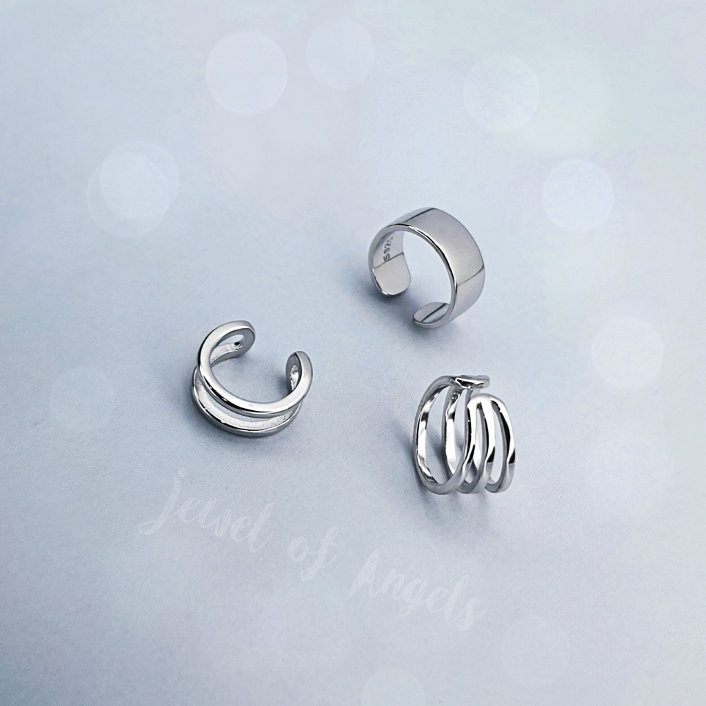 ต่างหูหนีบ Ear Cuff รุ่น Energy เงินแท้S925 ต่างหูคลิปหนีบแฉก 3แบบ สีเงิน Silver925