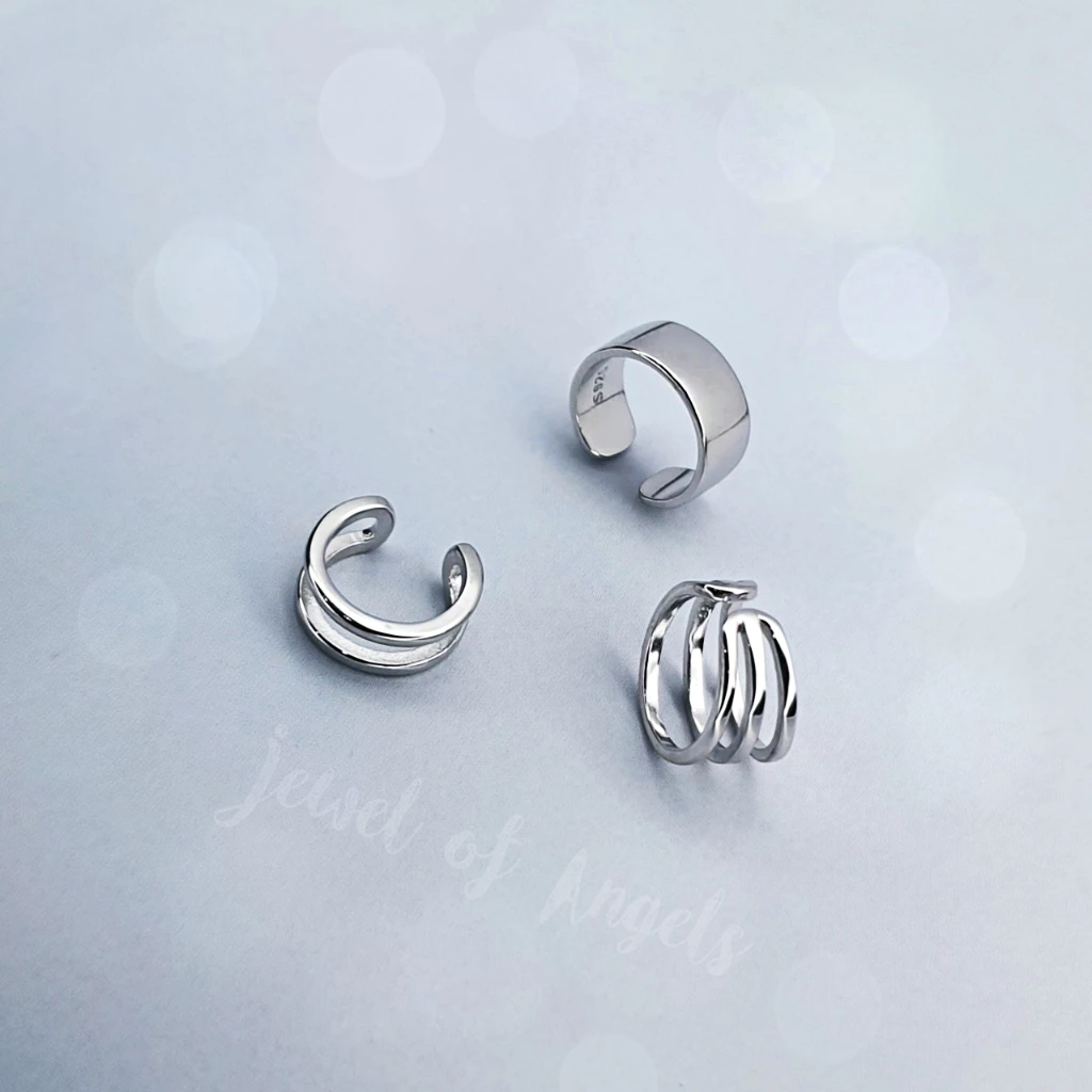 ต่างหูหนีบ Ear Cuff รุ่น Energy เงินแท้S925 ต่างหูคลิปหนีบแฉก 3แบบ สีเงิน Silver925