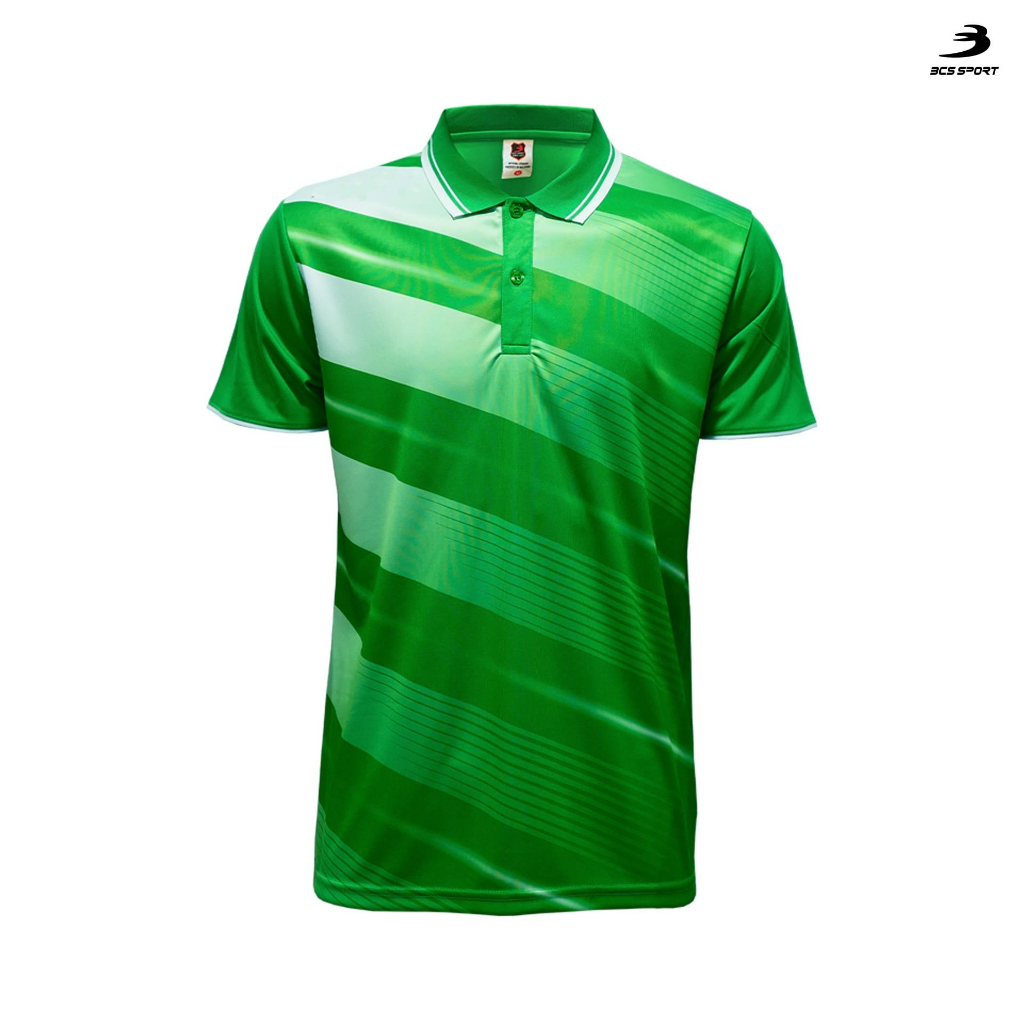 BCS SPORT เสื้อพิมพ์ลาย/กีฬา คอโปโล ปกสปอร์ต สีเขียว UNISEX เนื้อผ้า MICRO PLUS+ รหัสJ9012/J9014 POLO-NECK SUBLIMATION