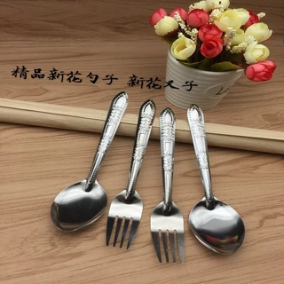 OKUMI_SHOP ช้อน ส้อม สแตนเลส1คู่ อย่างดี ***0008 (สุ่มลาย)