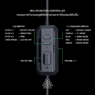 EGA TYPE-GH1 PRO หูฟังเกมมิ่ง 7.1 VIRTUAL SURROUND SOUND และไฟ LED เชื่อมต่อ USB 2.0 [รับประกัน2ปี]