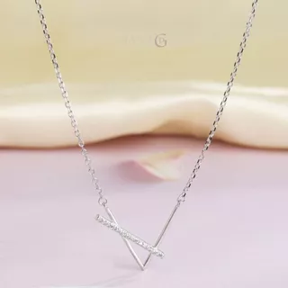 GLAMOR✨สร้อยคอเงินแท้ Geometric V สร้อยเงินแท้ สร้อยแฟชั่น สร้อยคอตัว V ของขวัญให้แฟน สร้อยคอเพชร