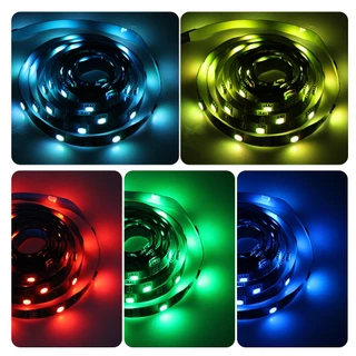 ไฟเส้นRGB LED Strip USB SMD 5050 DIY ไฟเส้น ยืดหยุ่น DC5V 1M-5M RIBBON LED RGB เปลี่ยนไปตามเสียงเพลง ติดตั้งอยู่หลังทีวี
