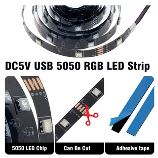 ไฟเส้นRGB LED Strip USB SMD 5050 DIY ไฟเส้น ยืดหยุ่น DC5V 1M-5M RIBBON LED RGB เปลี่ยนไปตามเสียงเพลง ติดตั้งอยู่หลังทีวี