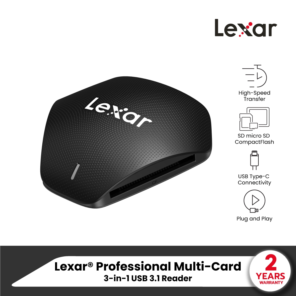 Lexar Multi-Card 3-in-1 SD/MicroSD CompactFlash Card USB 3.1, UHS-I, UHS-II, Card Reader (การ์ดรีดเด