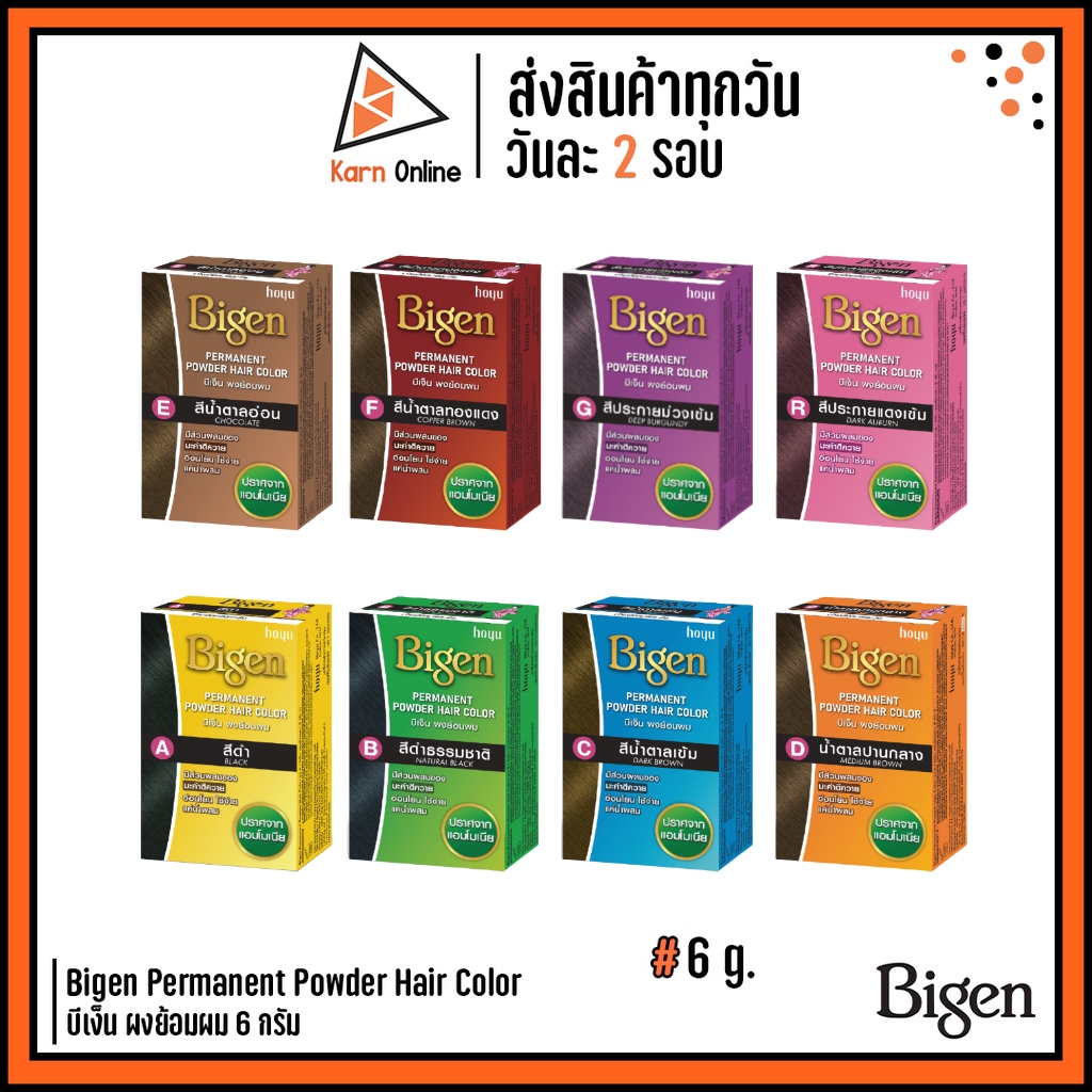 Bigen Permanent Powder Hair Color บีเง็น ผงย้อมผม 6 กรัม (มี 8 สี)