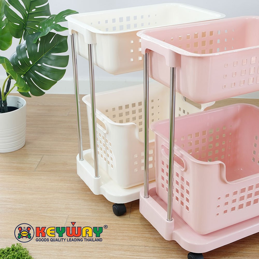 ชั้นวางตะกร้า 2 ชั้น มีล้อ Tote Basket with Wheels : BR-6501