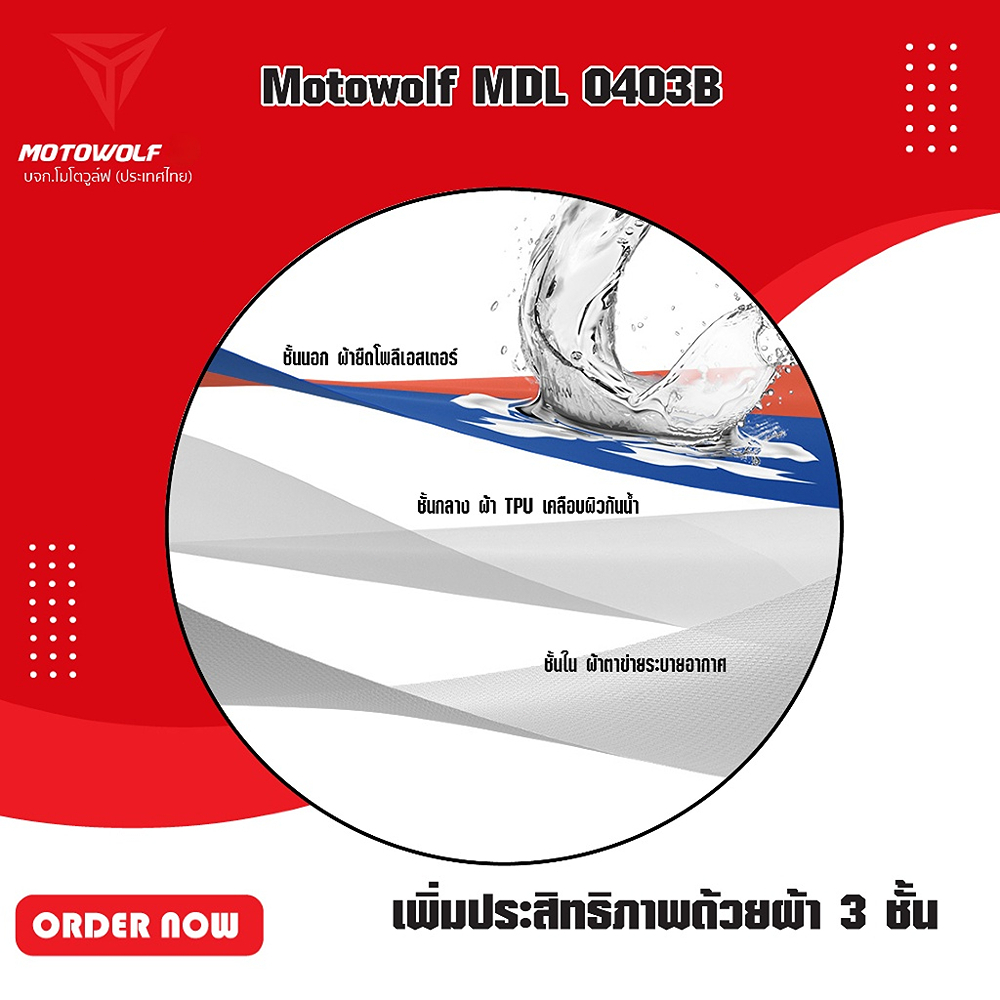 ส่งจากไทย MOTOWOLF MDL 0403B เสื้อและกางเกงกันฝน สำหรับขี่มอเตอร์ไซค์ กันฝนและกันน้ำ กันลม ป้องกันแสงแดด