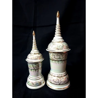 โกศลายไทย มุกทอง ทรงเหลี่ยม ทรงกลม โกศ ใส่อัฐิ เซรามิค กระเบื้อง พร้อมส่ง