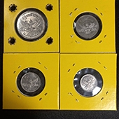 เหรียญสตางค์ดีบุก รัชกาลที่ 8 พ.ศ.2489 เก็บสภาพไม่ผ่านใช้ในเม้าท์ สวยๆ ครบชุด 50,25,10,5 สตางค์ เซ็ต