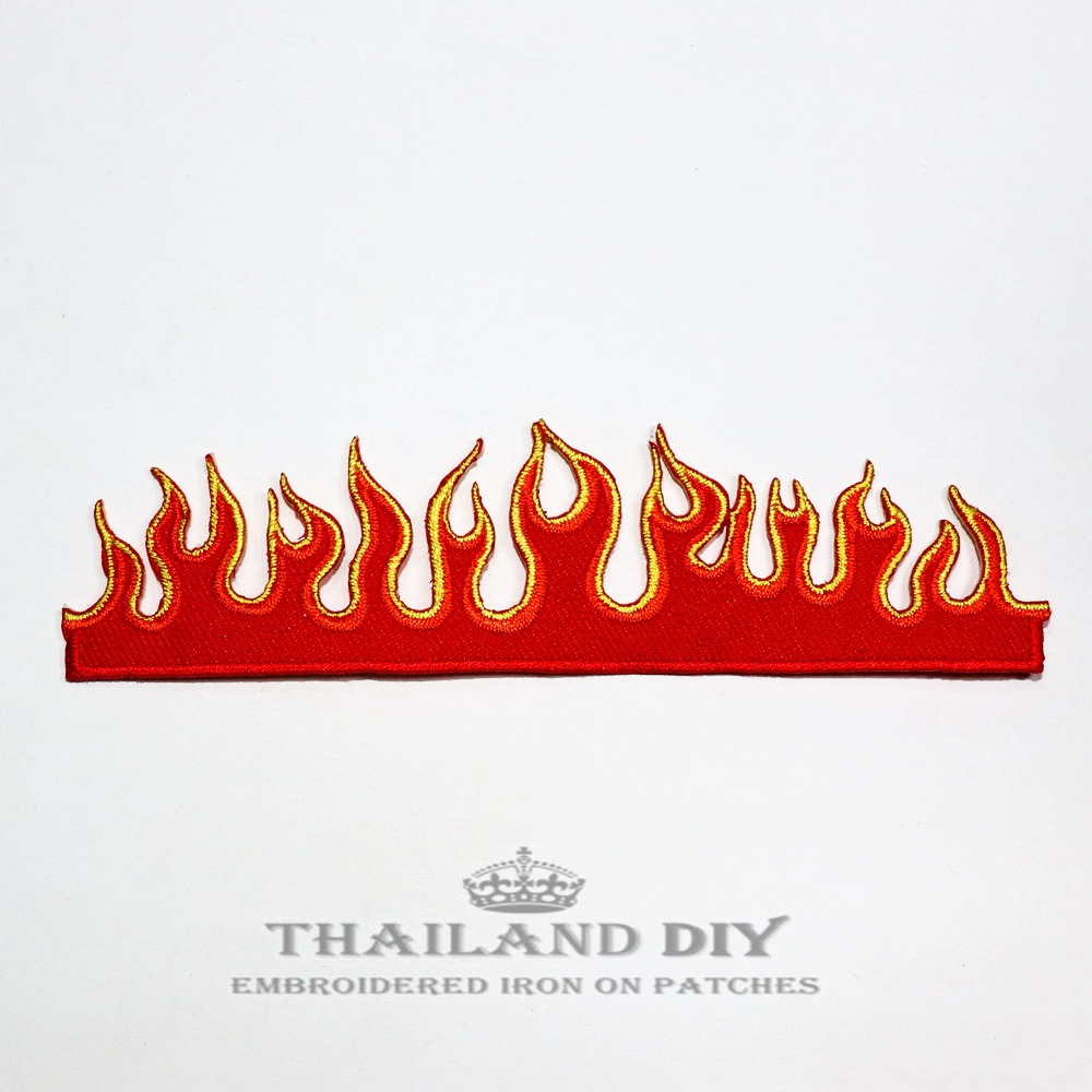 🔥 ตัวรีดติดเสื้อ 🔥 ลาย เปลว ไฟ Hot Wheel Fire Flame Patch wop งานปัก DIY ตัวรีด อาร์มติดเสื้อ กระเป๋า แนวๆ เท่ๆ ติดยีนส์