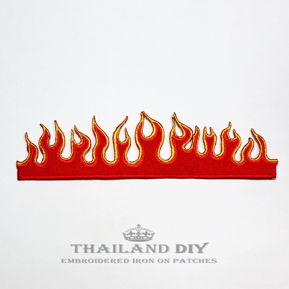 🔥 ตัวรีดติดเสื้อ 🔥 ลาย เปลว ไฟ Hot Wheel Fire Flame Patch wop งานปัก DIY ตัวรีด อาร์มติดเสื้อ กระเป๋