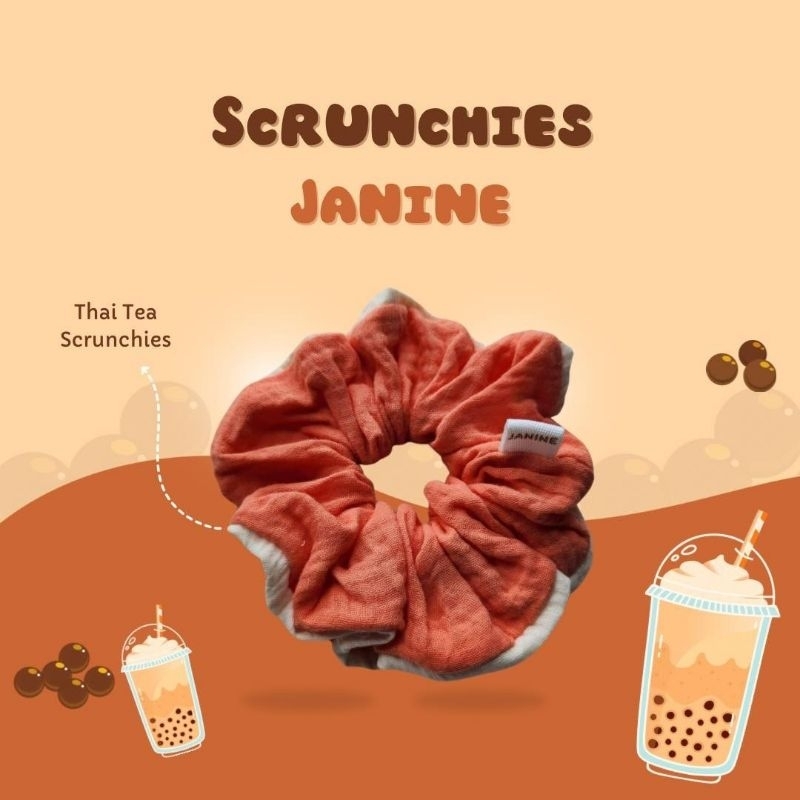 JANINE🌟 |Thai Tea  Scrunchies🧋 ยางรัดผมheart-made cute🐰