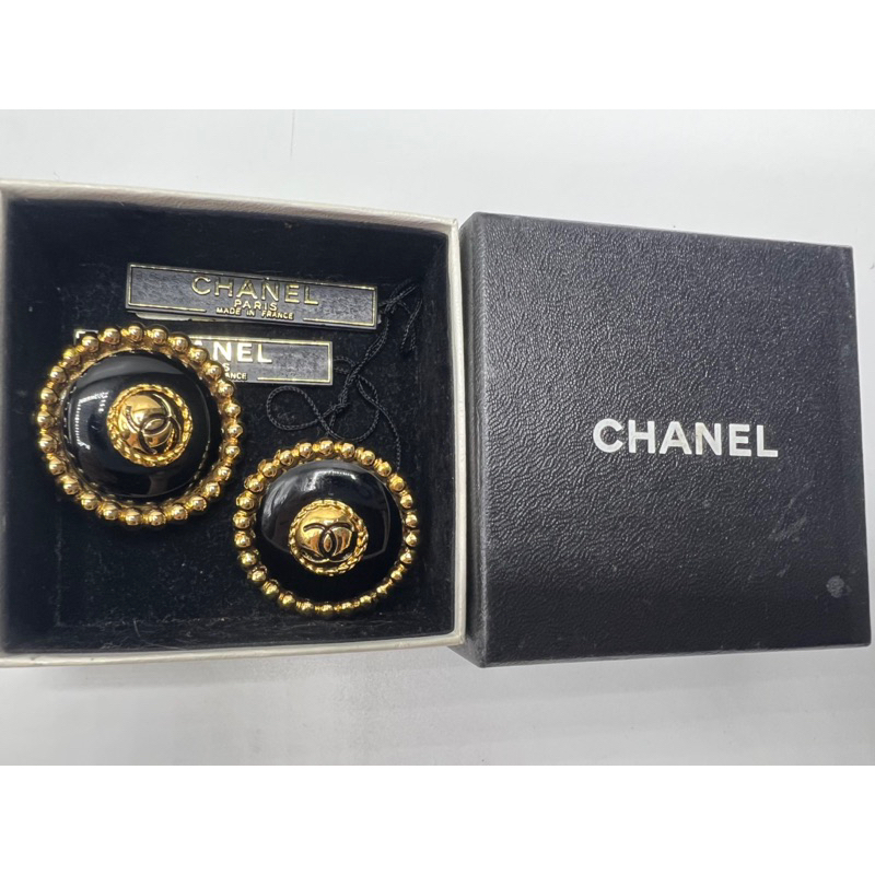 Chanel vintage ต่างหูแบบหนีบมือสองของแท้