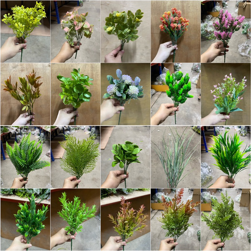 ใบไม้ประดิษฐ์ ลิ้งค์4 ใบแซม มี49แบบให้เลือก คละแบบ ใบไม้ประดับ ดอกไม้พลาสติก ใบไม้ปลอม
