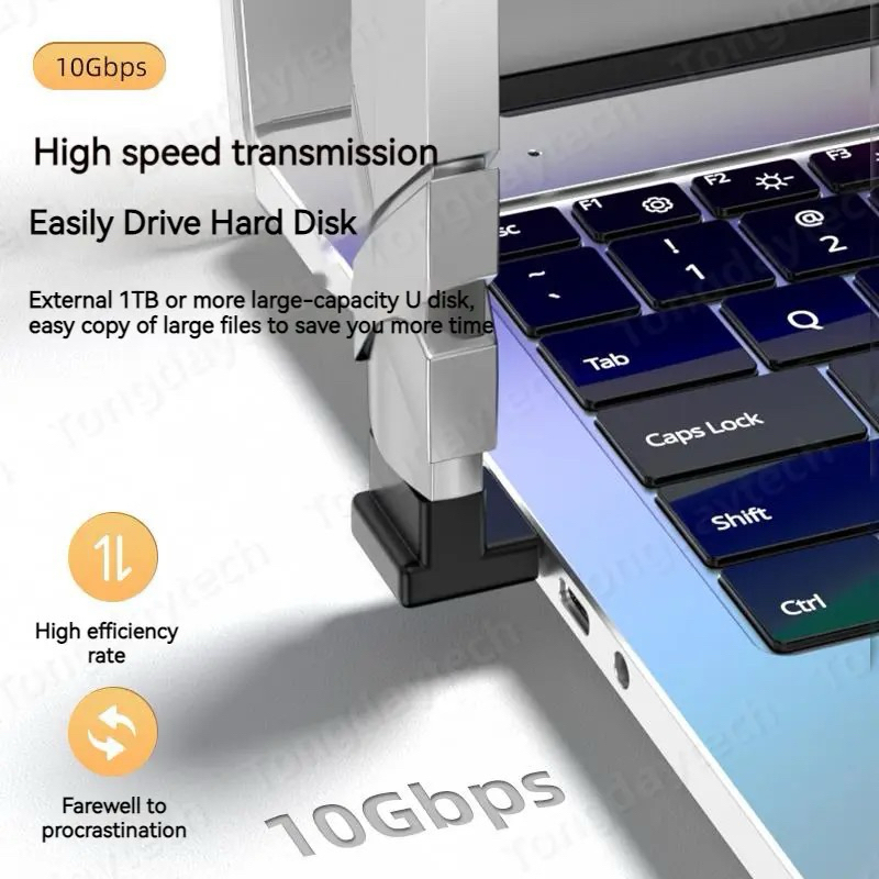 อะแดปเตอร์ต่อ USB 3.0 To USB M/F มุมฉาก90องศาขั้วต่อ USB 10Gbps สำหรับตัวแปลงปลั๊กต่อสำหรับพีซีตัวผู้เป็นตัวเมีย