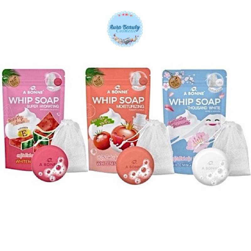 A Bonne Whip Soap สบู่วิปโฟม พร้อมตาข่ายตีฟอง เอ บอนเน่ วิป โซป 100 กรัม