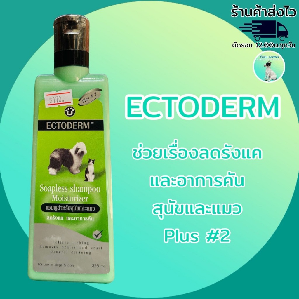 Ectoderm plus#2 shampoo ลดคัน ลดรังแค สำหรับสุนัขและแมว 325 ml