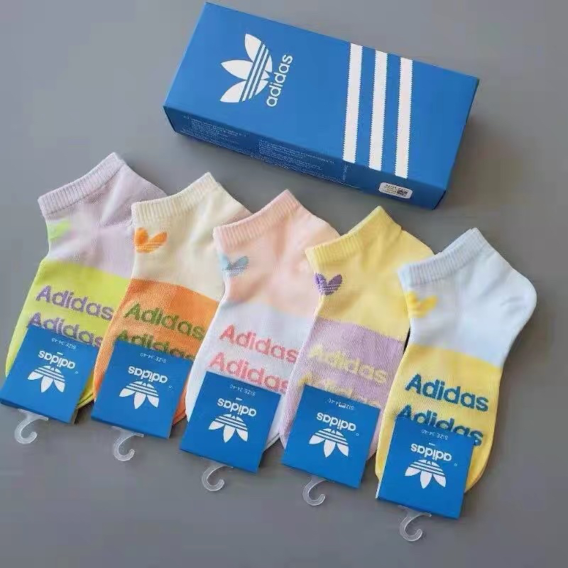 ถุงเท้าข้อสั้น adidas ทูโทน 💜🩵🩷💛พาสเทล