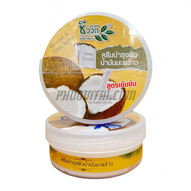ชีววิถี ครีมบำรุงผิวน้ำมันมะพร้าว  ( 200 g.)<กระปุกแบน>
