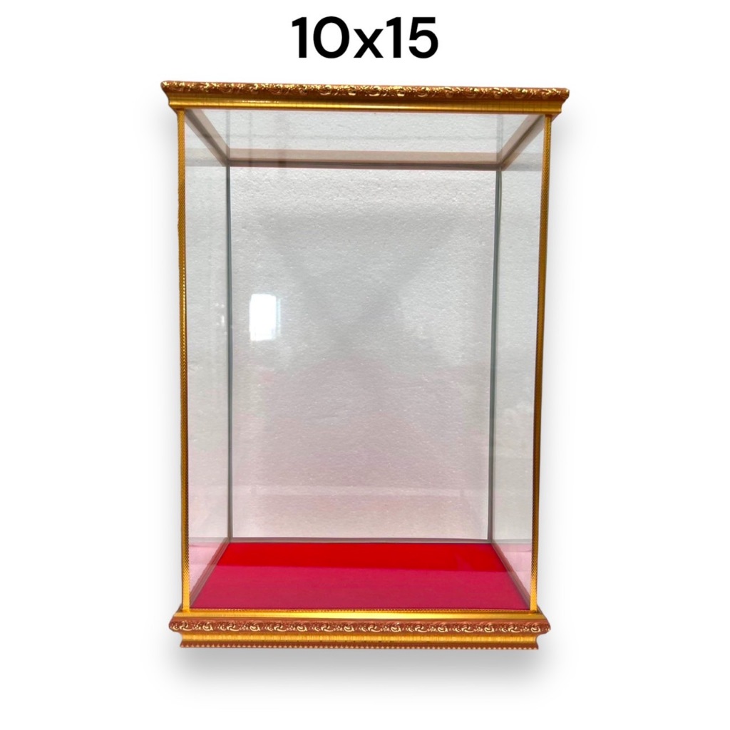 ตู้กระจก 10x15 ฐานแดง กว้าง 10นิ้ว สูง 15นิ้ว ลึก 7.5 นิ้วครับบ